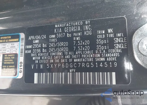 2024 Kia Telluride S from USA, damaged, VIN 5XYP6DGC7RG514519